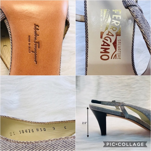 FERRAGAMO Slingback Pump Shoes Gray - Picture 8 of 8